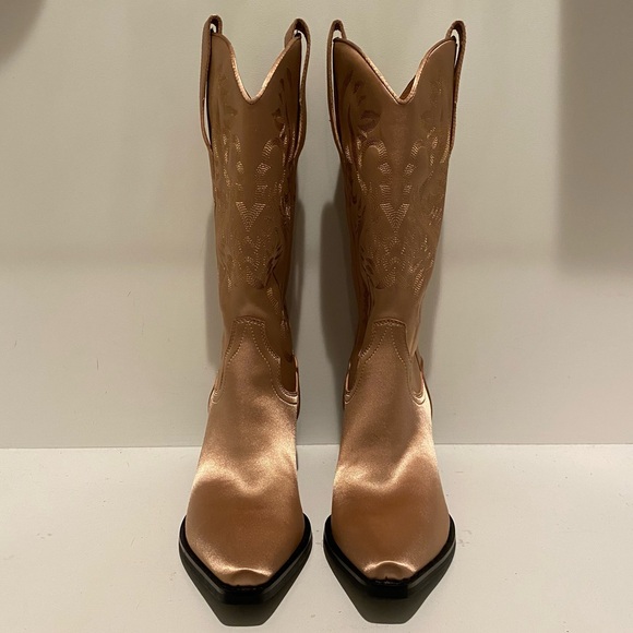 Jeffrey Campbell Free People Dagget Embroidered Satin Western Cowboy Boots | 10 - Picture 5 of 14